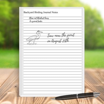Birding Journal Blank Notes Page