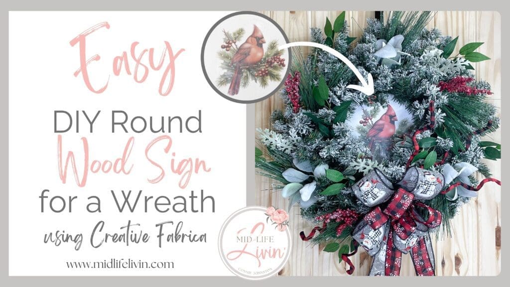 Easy DIY Round Wooden Sign for a Winter Wreath using Creative Fabrica