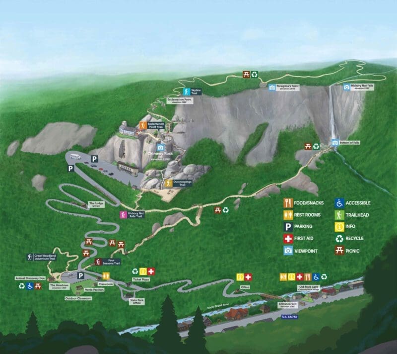 Chimney Rock State Park Map - Trail Map
